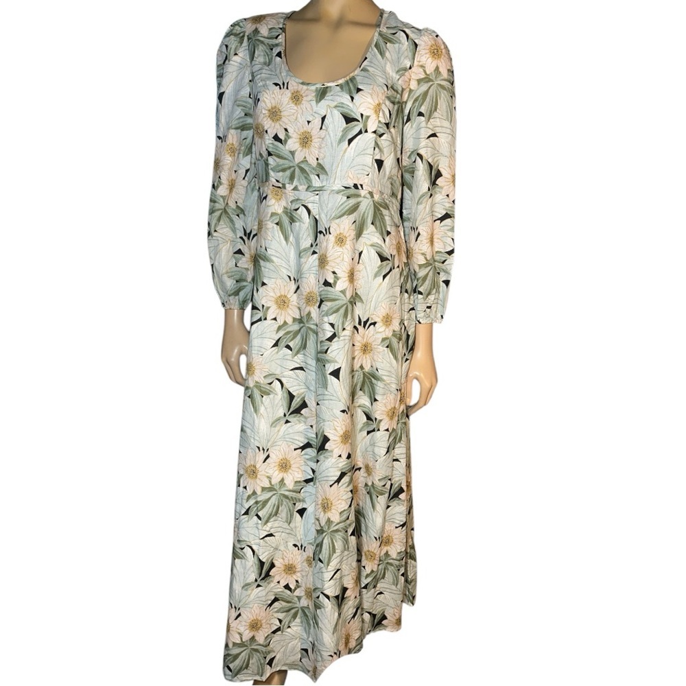 Tuckernuck Floral Long Sleeve Dress - Green and White - Picture 10 of 16